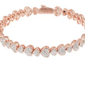 Bronzallure Bracciale Tennis con Cuori Pavé in Cubic Zirconia WSBZ01471.W