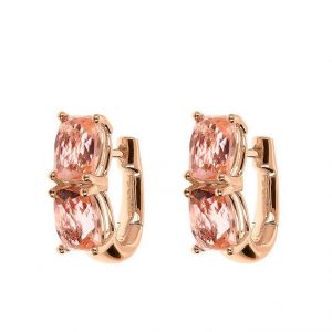 Bronzallure Orecchini a Cerchio con Doppia Prisma Gem Taglio Mosaico champagne