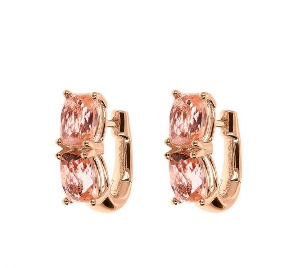Bronzallure Orecchini a Cerchio con Doppia Prisma Gem Taglio Mosaico champagne