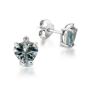 Armonie Gioielli Orecchini in oro bianco 18kt con diamanti e acquamarina cuore