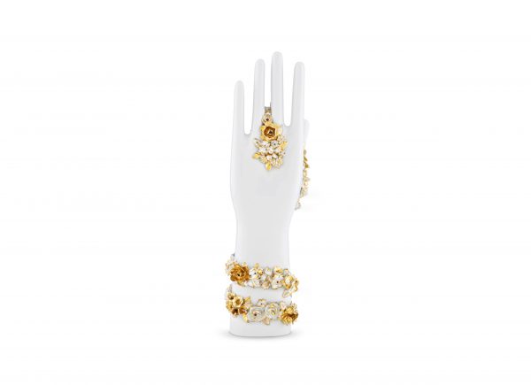 Ginori Mano fiorita BIANCO Arte di Gio Ponti oro zecchino base inclusa - immagine 2