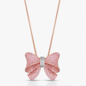 Sogni Collana Fiocco pavé zirconi colorati rosa bianchi argento placcatura oro