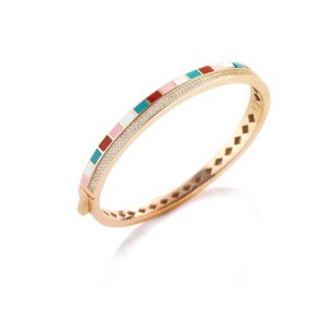 Sogni Bracciale rigid oro rosa zirconi bianchi e smalto multicolor donna argento