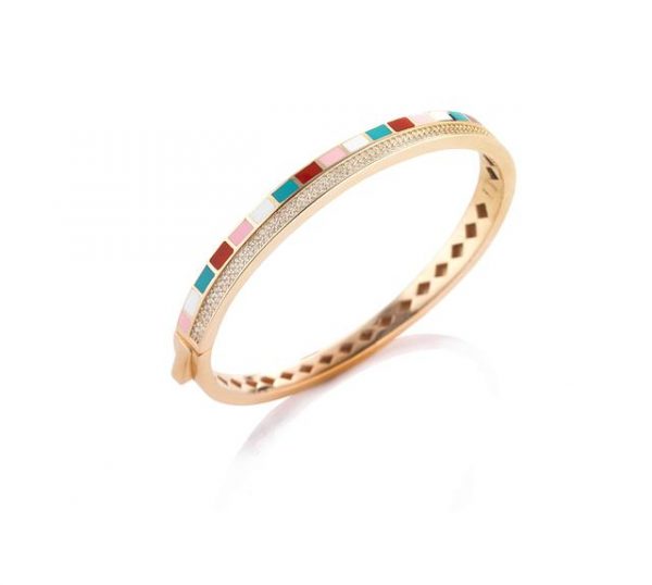 Sogni Bracciale rigid oro rosa zirconi bianchi e smalto multicolor donna argento