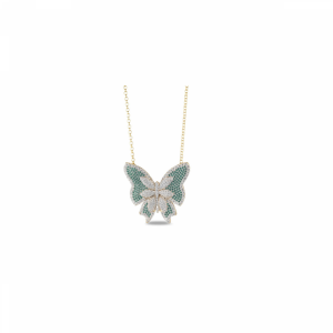 Sogni Collana Farfalla con zirconi pavè paraiba argento placcatura oro