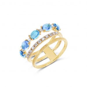 Nanis Anello Dancing in The rain AZURE Oro 18kt, diamanti e Topazio london blu