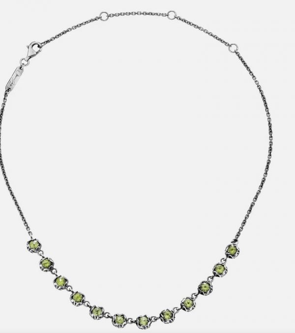 Maria e Luisa Jewels Collana Shri girocollo, 12 pietre tonde peridot verde