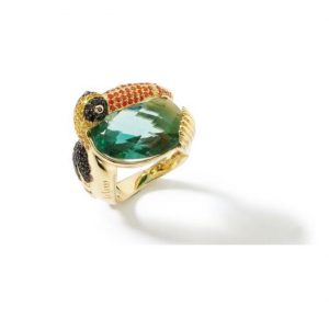 Misis Anello JUNGLE TIARA Anello in argento placcato oro giallo 18kt Zirconi colarati