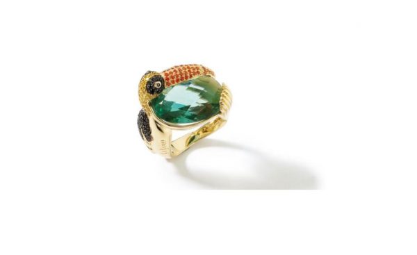 Misis Anello JUNGLE TIARA Anello in argento placcato oro giallo 18kt Zirconi colarati
