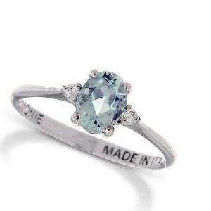 Armonie Gioielli Anello in oro bianco 18kt con diamanti e acquamarina