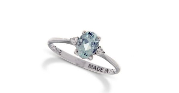 Armonie Gioielli Anello in oro bianco 18kt con diamanti e acquamarina