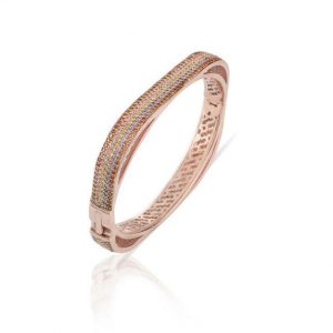 Sogni Bracciale rigido rosa pavé con zirconi multicor argento placcatura oro