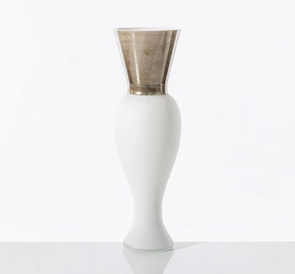 Venini Regina vaso in vetro di Murano made in italy Lattimo Rodolfo Dordoni