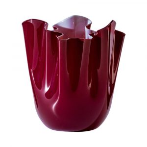 Venini Fazzoletto Rosso sangue cipria vaso vetro di Murano made in italy cm 31