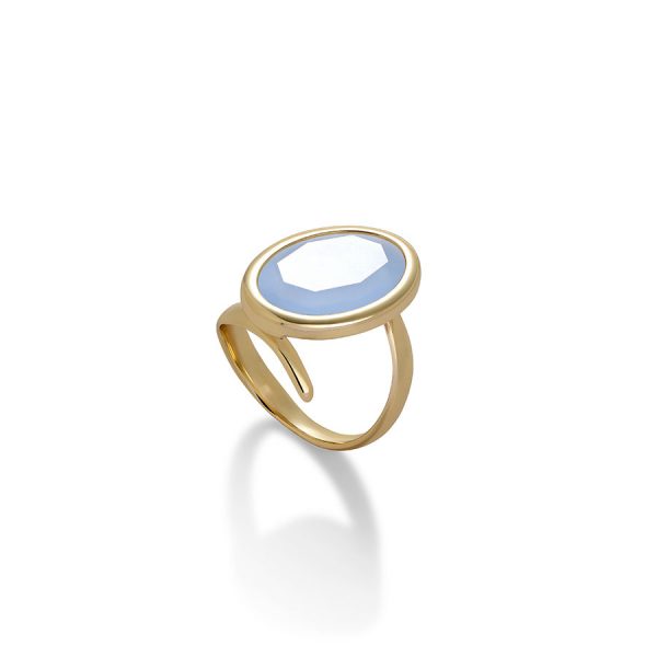 AQUAFORTE Anello Caramelle Ovali con pasta vitrea Blu Milky H4181127