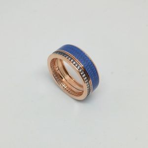 Tsars Collection ANELLO IN ARGENTO PAVÈ rotante azzurro smalto