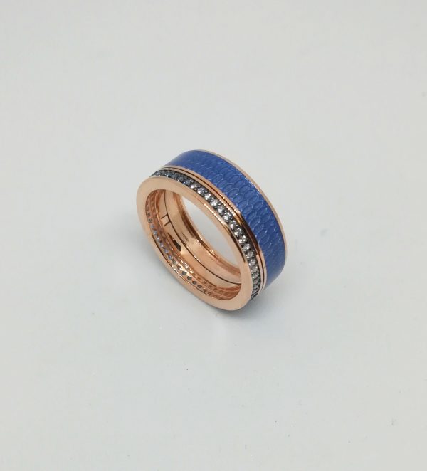 Tsars Collection ANELLO IN ARGENTO PAVÈ rotante azzurro smalto