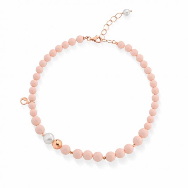 LELUNE GLAMOUR Collana Viviana in pasta di corallo rosa perla d'acqua dolce
