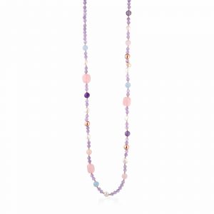 LELUNE GLAMOUR Collana lunga perle d'acqua dolce e pietre naturali LGNK430