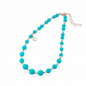 LELUNE GLAMOUR Collana Viviana pasta di turchese e perle d'acqua dolce