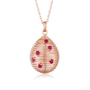 Tsars Collection MAKSIM Collection Collana in Argento placcato oro rosa e rubini