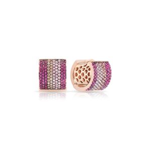 Sogni Orecchini bullone pavé zirconi colorato rosa argento placcatura oro