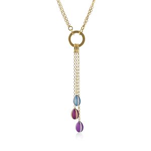 Tsars Collection Collana in argento placcato oro 3 ovetti multicolor ciondolo