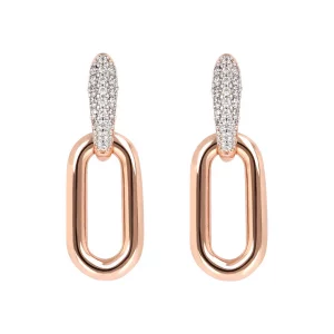 Bronzallure Orecchini Pendenti con Maglia Ovale e Pavé in Cubic Zirconia WSBZ018