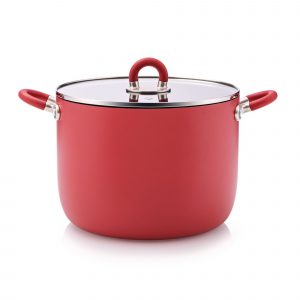 Masterpro by Alessi Pentola alta coperchio in vetro Sten 20 cm ROSSO