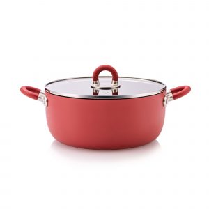 Masterpro by Alessi Casseruola con coperchio in vetro Sten 20 cm ROSSO