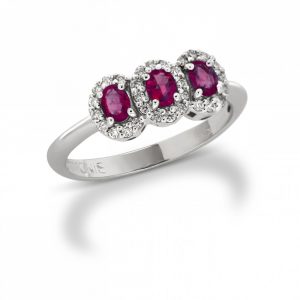 Armonie Gioielli Anello in oro bianco 18kt con diamanti e rubini AN2762R TRILOGY