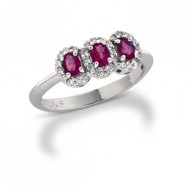 Armonie Gioielli Anello in oro bianco 18kt con diamanti e rubini AN2762R TRILOGY