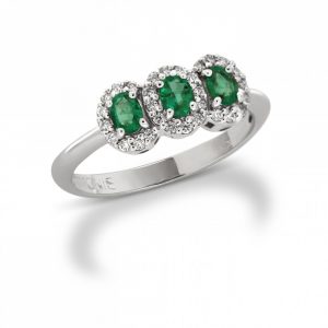 Armonie Gioielli Anello in oro bianco 18kt diamanti e smeraldi AN2762R TRILOGY