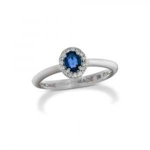 Armonie Gioielli Anello in oro bianco 18kt con diamanti e zaffiro