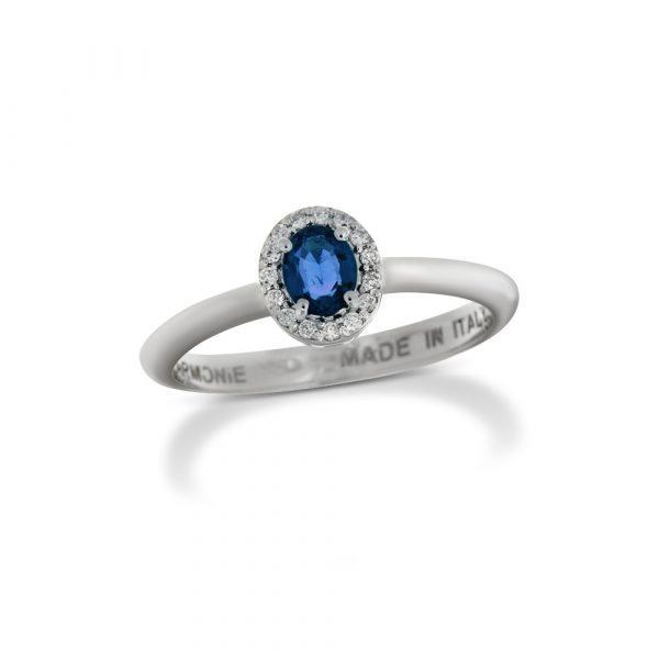 Armonie Gioielli Anello in oro bianco 18kt con diamanti e zaffiro