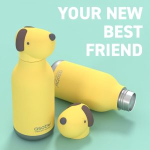 Asobu Doggie Bestie Bottle borraccia termica cane giallo