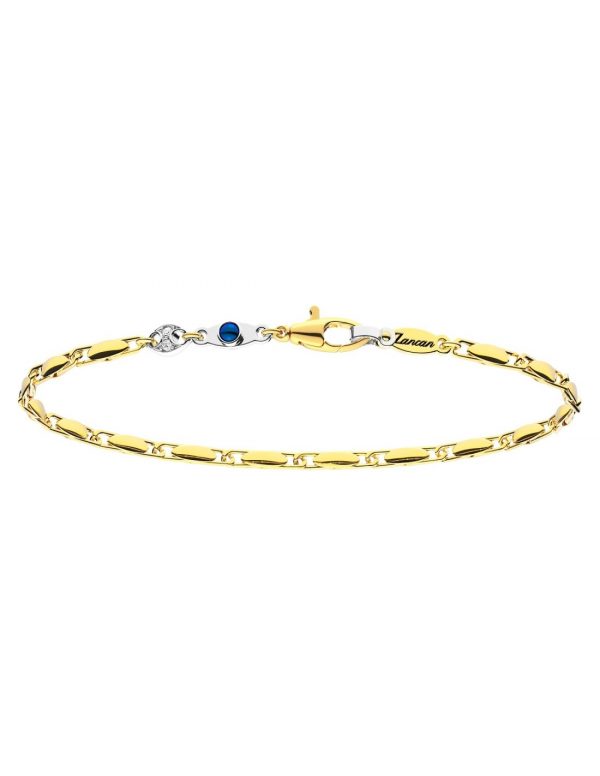 Bracciale da Uomo Zancan Insignia in Oro Bicolore con Zaffiro Blu e Diamanti
