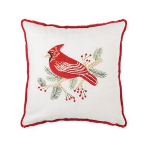 L'Oca Nera Cuscino Natalizio Quadrato Cardinale 45x45 cm natale bianco rosso