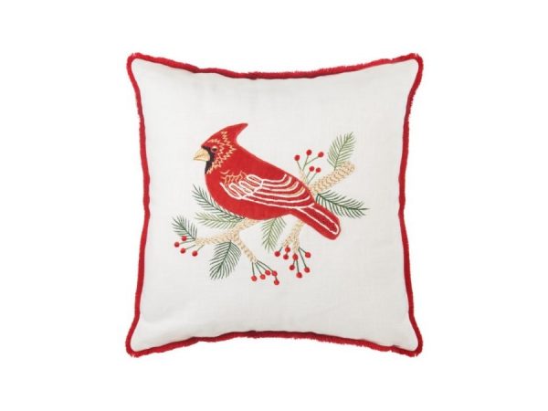 L'Oca Nera Cuscino Natalizio Quadrato Cardinale 45x45 cm natale bianco rosso