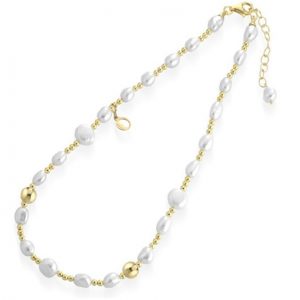 LELUNE GLAMOUR Collana perle bianche e argento galvanica oro giallo LGNK307.2