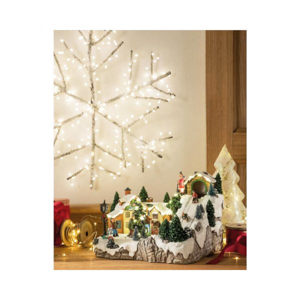 L'Oca Nera Fiocco di neve ghiacciato con led fuoriporta con led 50cm - immagine 3
