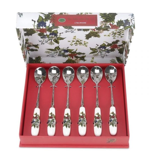 Portmeirion Holly and the Ivy Set 6 cucchiaini manico in porcellana natale