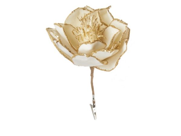 L'Oca Nera Danza di fiori, fiore con clip bianco ø18x23h cm albero centrotavola