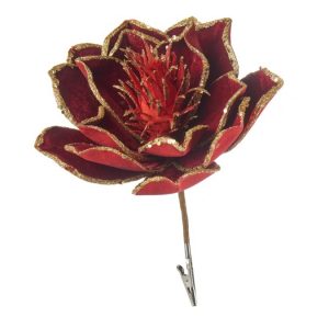 L'Oca Nera Danza di fiori, fiore con clip rosso ø18x23h cm albero centrotavola