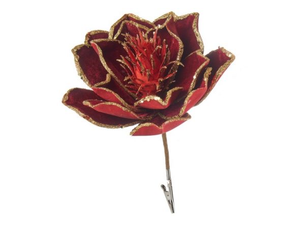 L'Oca Nera Danza di fiori, fiore con clip rosso ø18x23h cm albero centrotavola