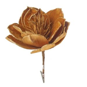 L'Oca Nera Danza di fiori, fiore con clip oro ø18x23h cm albero centrotavola