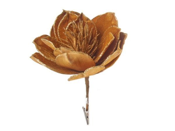 L'Oca Nera Danza di fiori, fiore con clip oro ø18x23h cm albero centrotavola