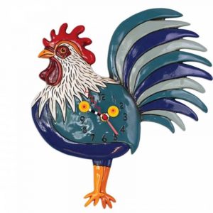 Allen Designs Orologio da parete Gallo Blu Resina, Design di Michelle Allen