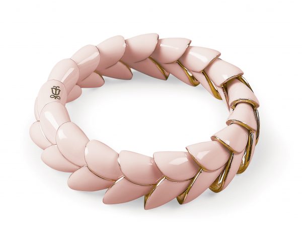Lladrò Heliconia Bracciale in porcellana e rifiniture oro ROSA