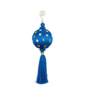 L'Oca Nera Magia sospesa, pendente blu Ø9 cm addobbo albero natale nappa